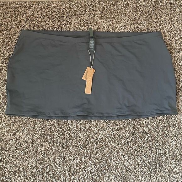 NWT SKIMS Recycled Swim Micro Mini Skirt In Gunmetal Gray Swimsuit Skirt - Picture 5 of 6